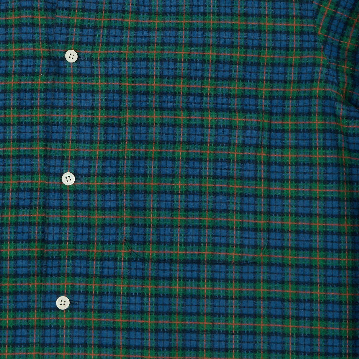 Beams Plus Open Dobby Check Button Down Shirt - Green/Blue