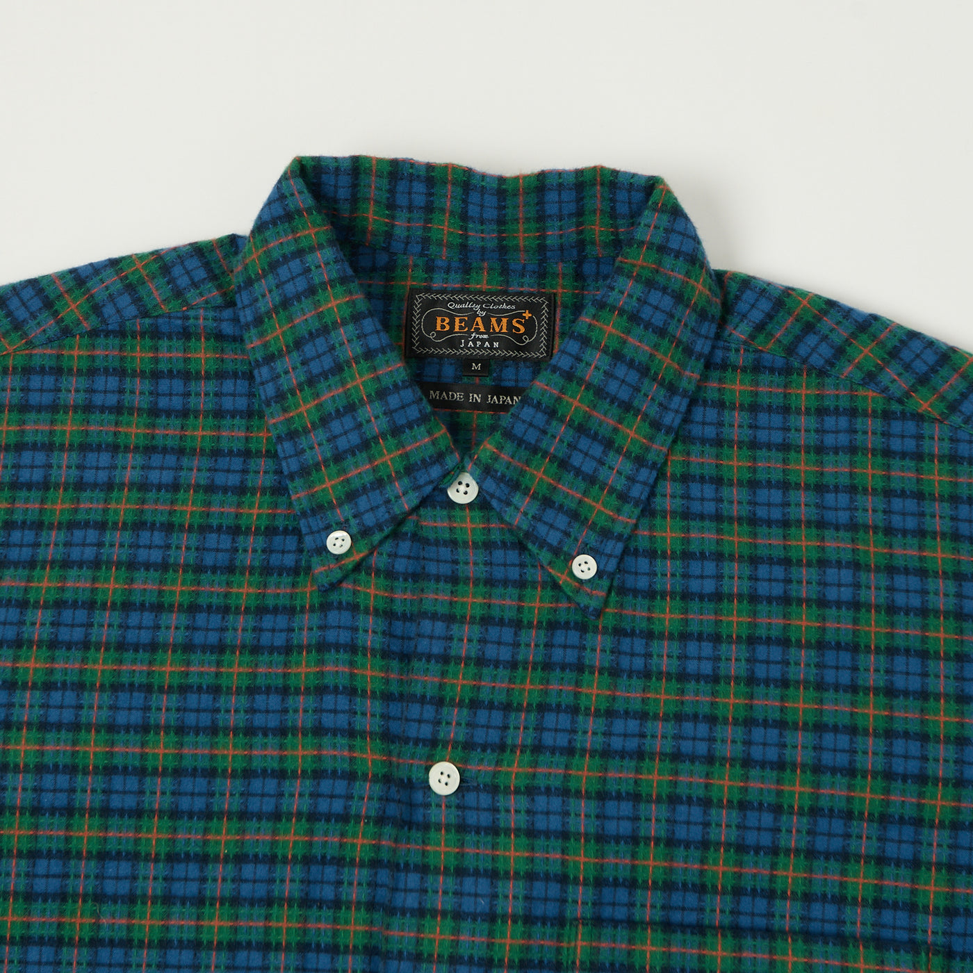 Beams Plus Open Dobby Check Button Down Shirt - Green/Blue