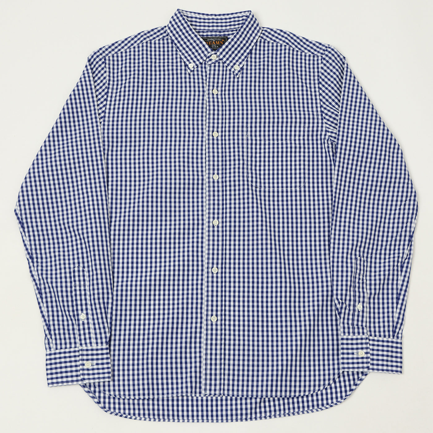 Beams Plus Superfine Button Down Gingham Shirt - Blue