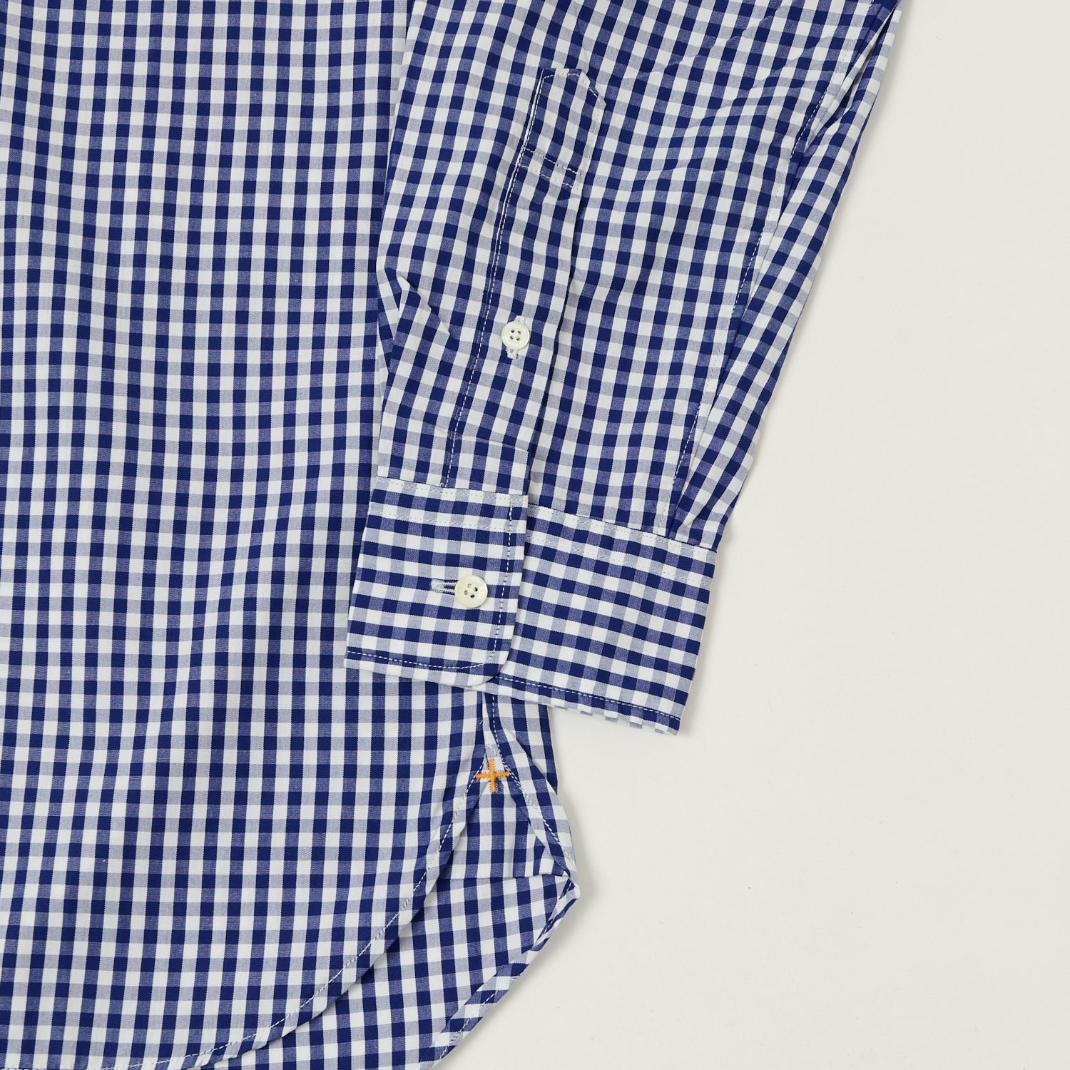 Beams Plus Superfine Button Down Gingham Shirt - Blue