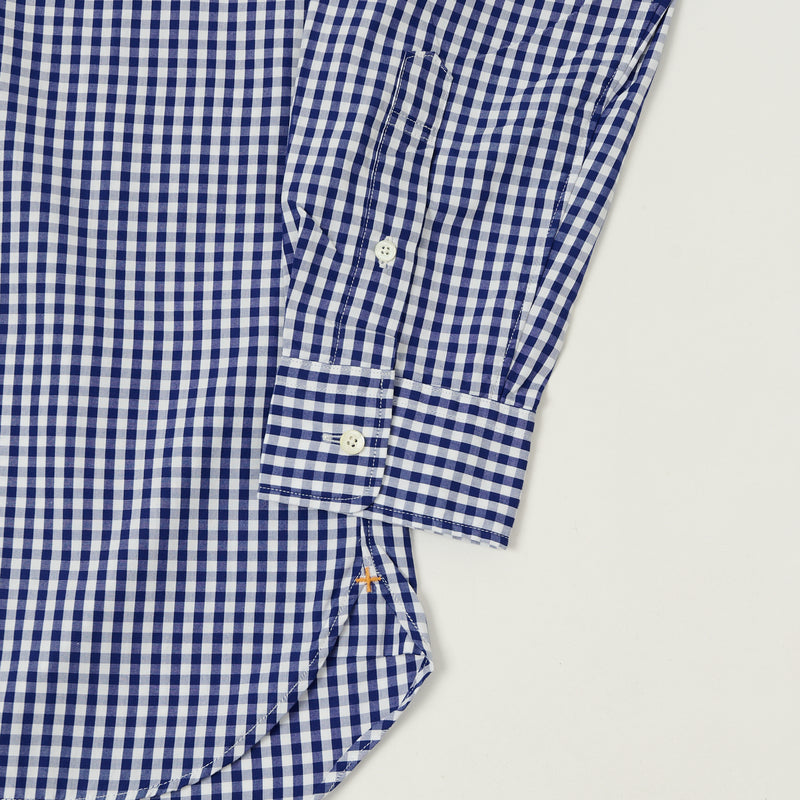 Beams Plus Superfine Button Down Gingham Shirt - Blue