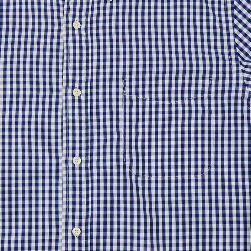 Beams Plus Superfine Button Down Gingham Shirt - Blue