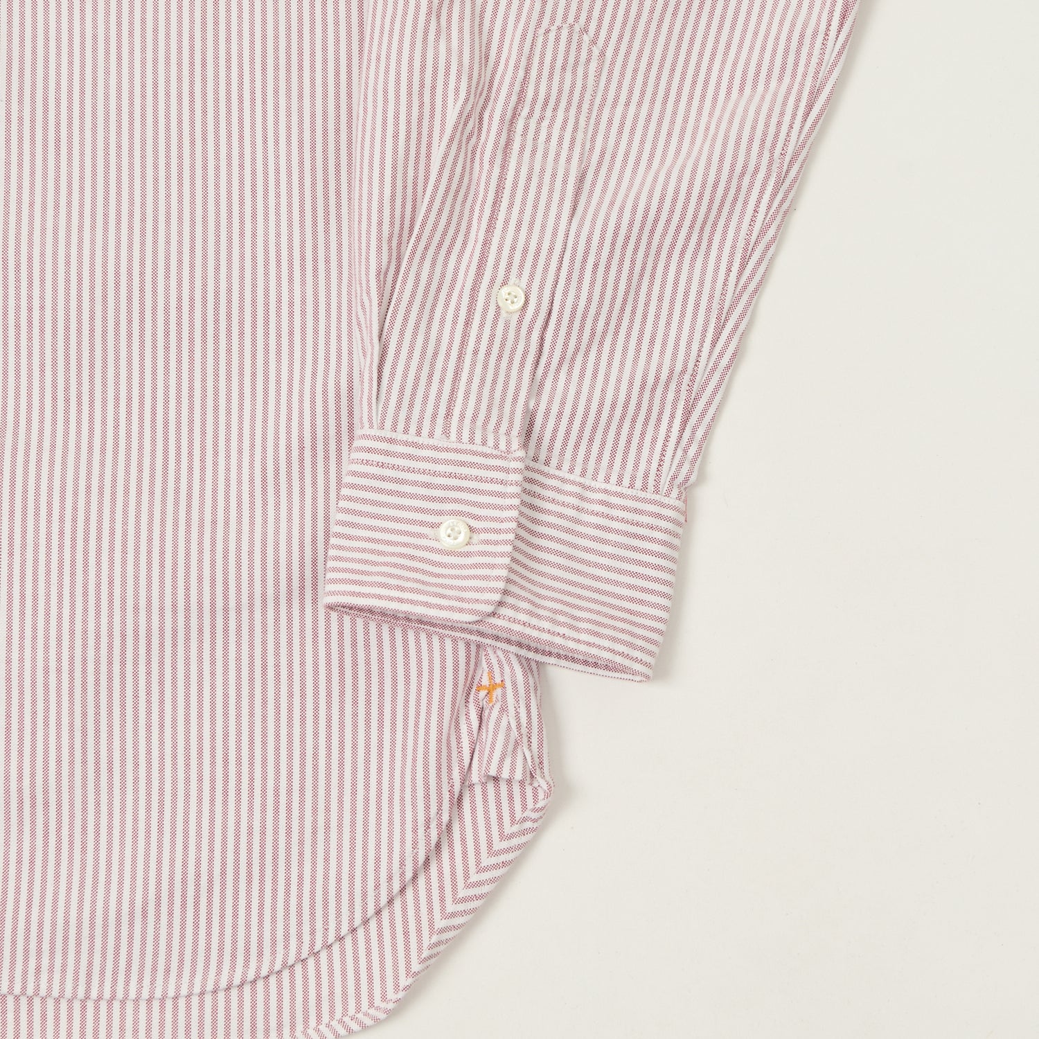 Beams Plus Button Down 'Candy Stripe' Oxford Shirt - Wine