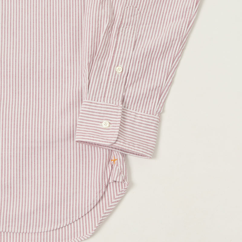 Beams Plus Button Down 'Candy Stripe' Oxford Shirt - Wine