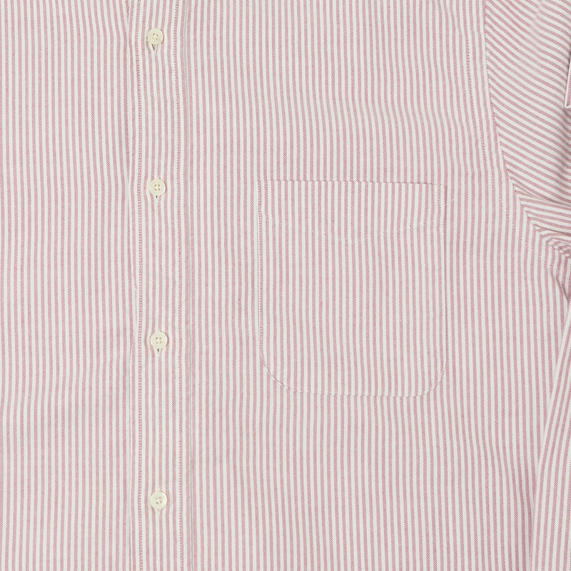Beams Plus Button Down 'Candy Stripe' Oxford Shirt - Wine