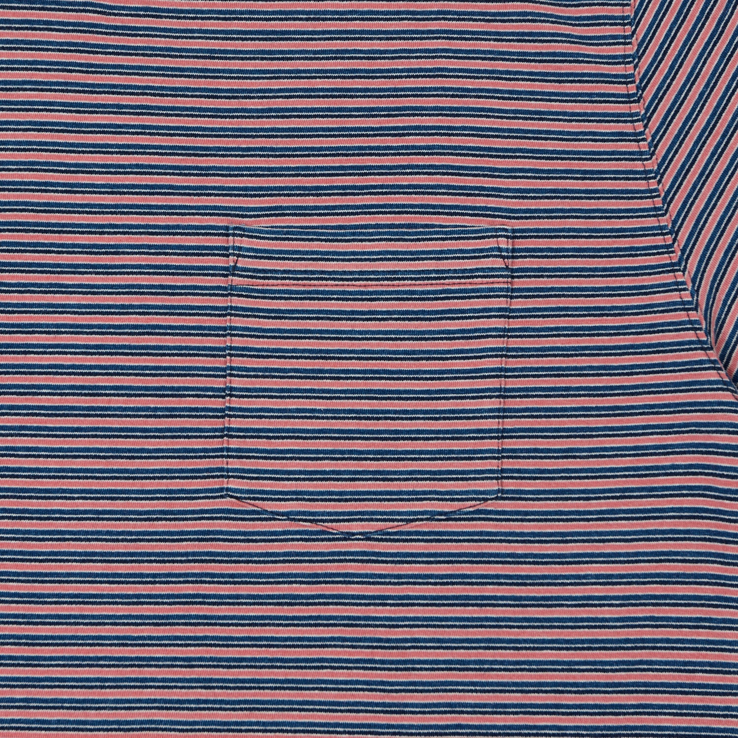 Beams Plus Stripe Pocket T-Shirt - Indigo/Red