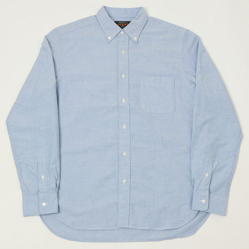 Beams Plus Button Down Oxford Shirt - Blue