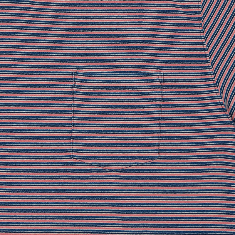 Beams Plus Stripe Pocket T-Shirt - Indigo/Red