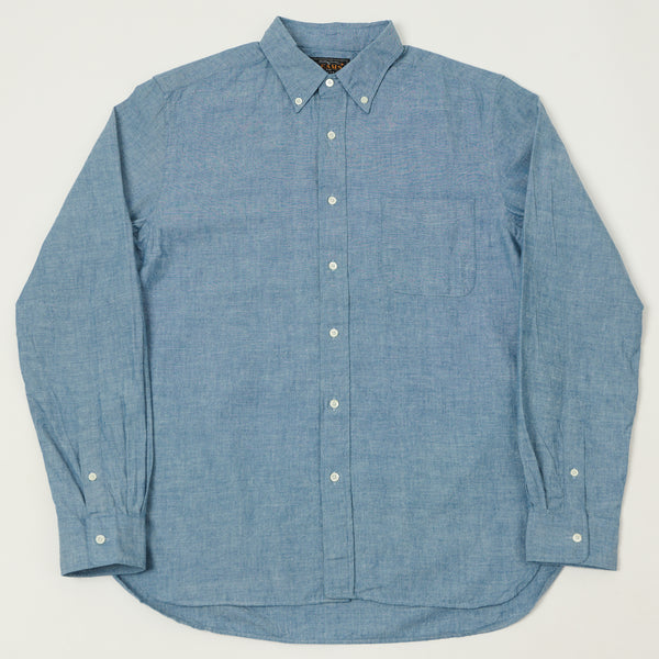 Beams Plus Button Down Chambray Shirt - Light Indigo