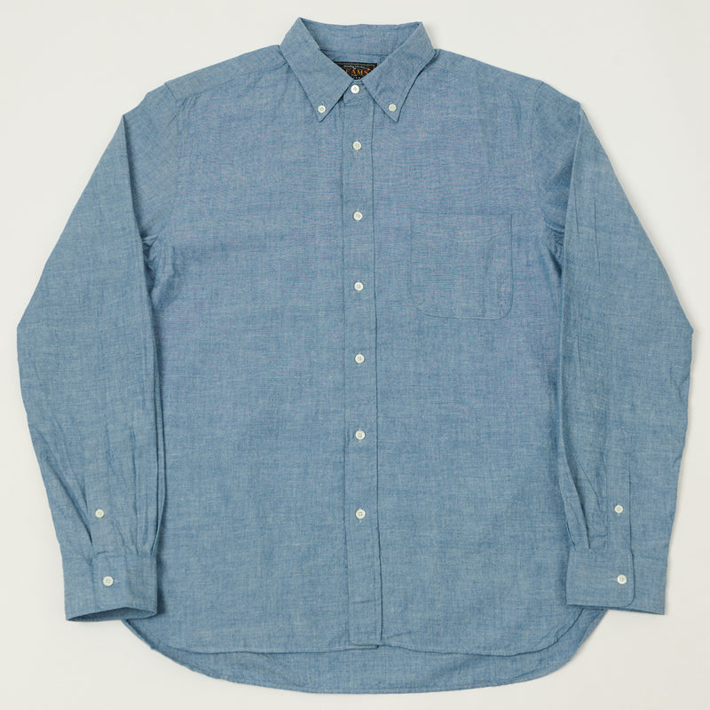 Beams Plus Button Down Chambray Shirt - Light Indigo