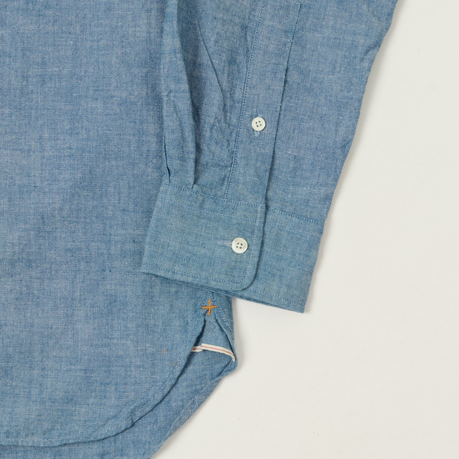 Beams Plus Button Down Chambray Shirt - Light Indigo