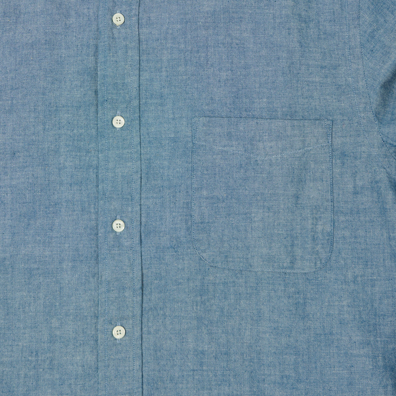 Beams Plus Button Down Chambray Shirt - Light Indigo