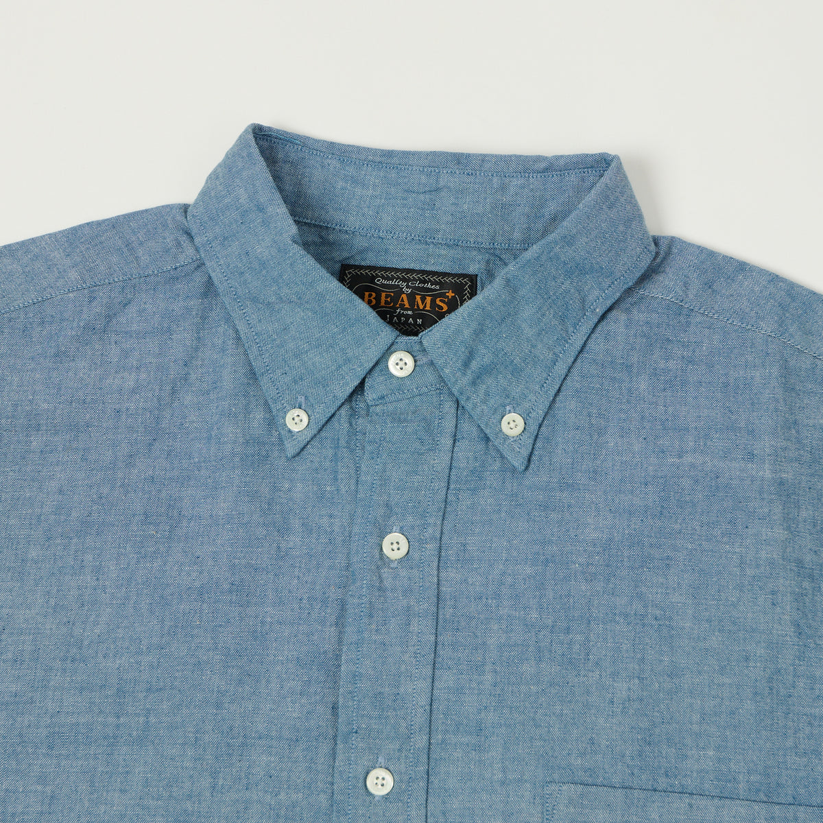 Beams Plus Button Down Chambray Shirt - Light Indigo