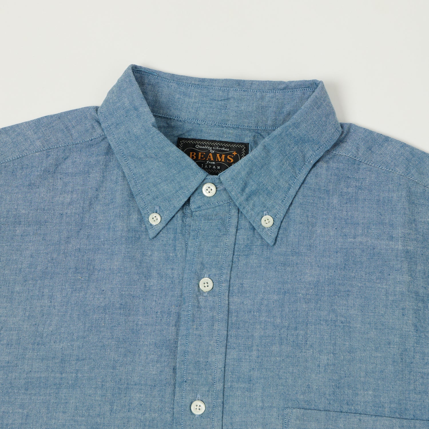 Beams Plus Button Down Chambray Shirt - Light Indigo