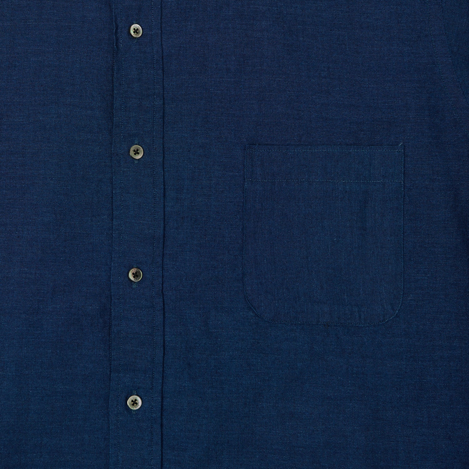 Beams Plus Band Collar Chambray Shirt - Indigo