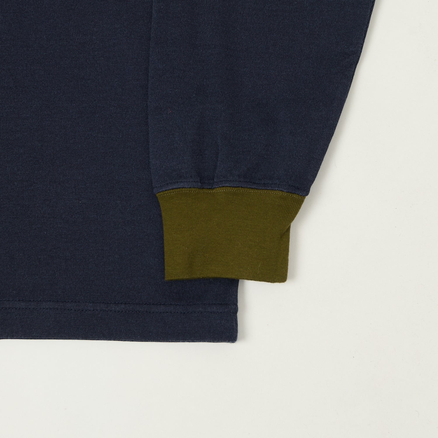Beams Plus Two Tone Rayon Long Sleeve Pocket T-Shirt - Navy