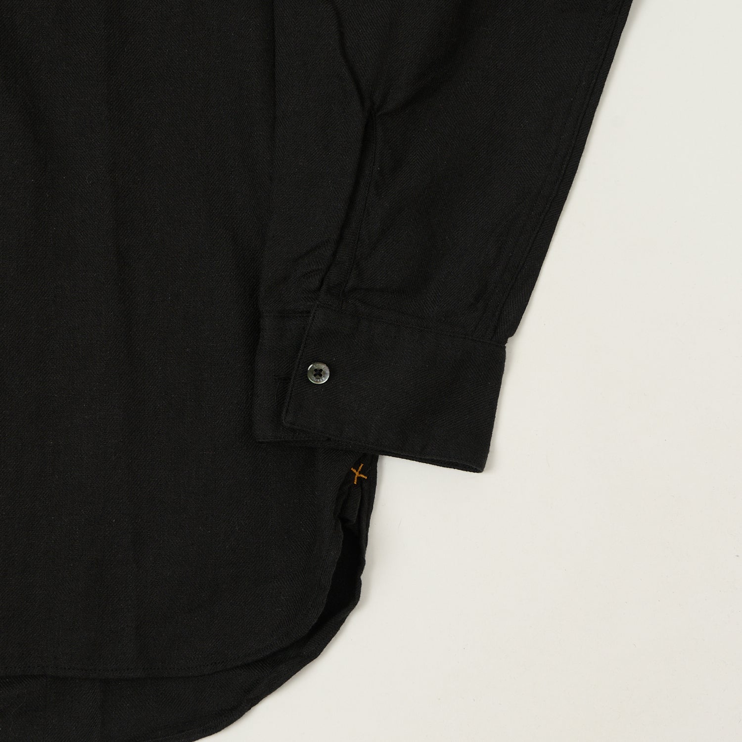 Beams Plus Herringbone Twill Band Collar Pullover Shirt - Black