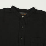 Beams Plus Herringbone Twill Band Collar Pullover Shirt - Black