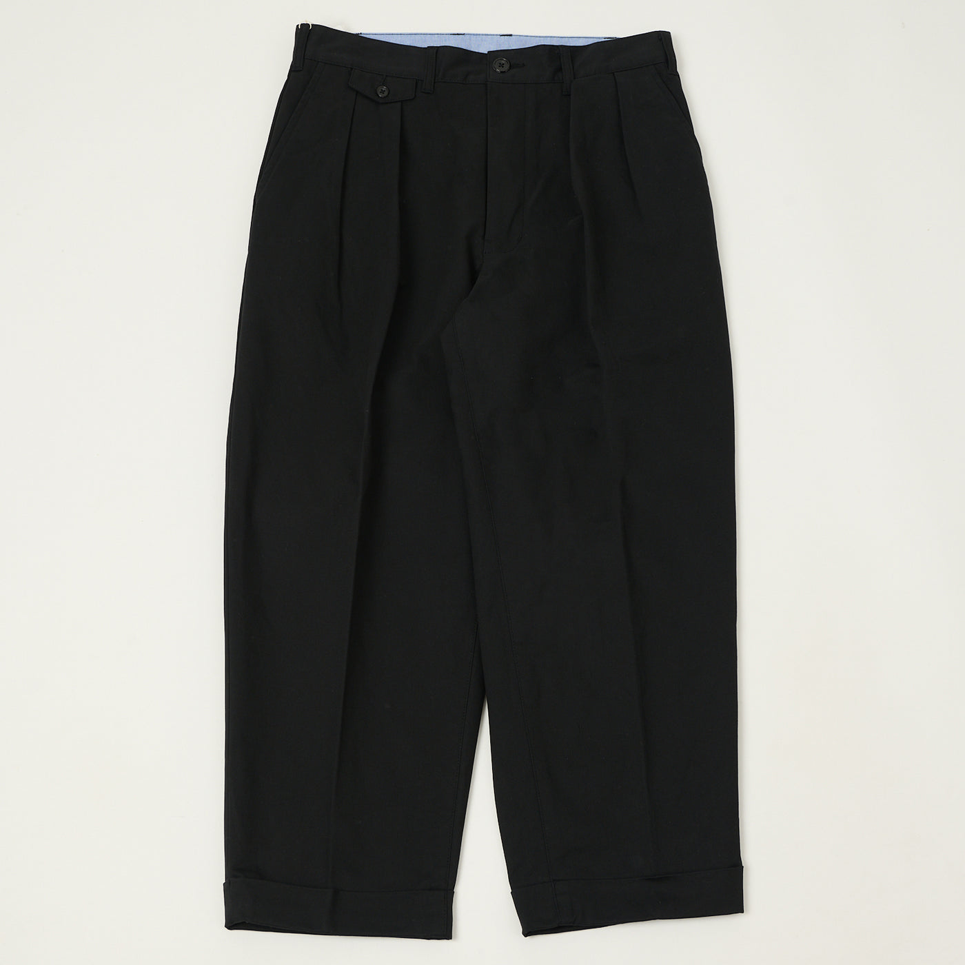 Beams Plus Double Pleat Twill Trousers - Black