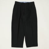 Beams Plus Double Pleat Twill Trousers - Black