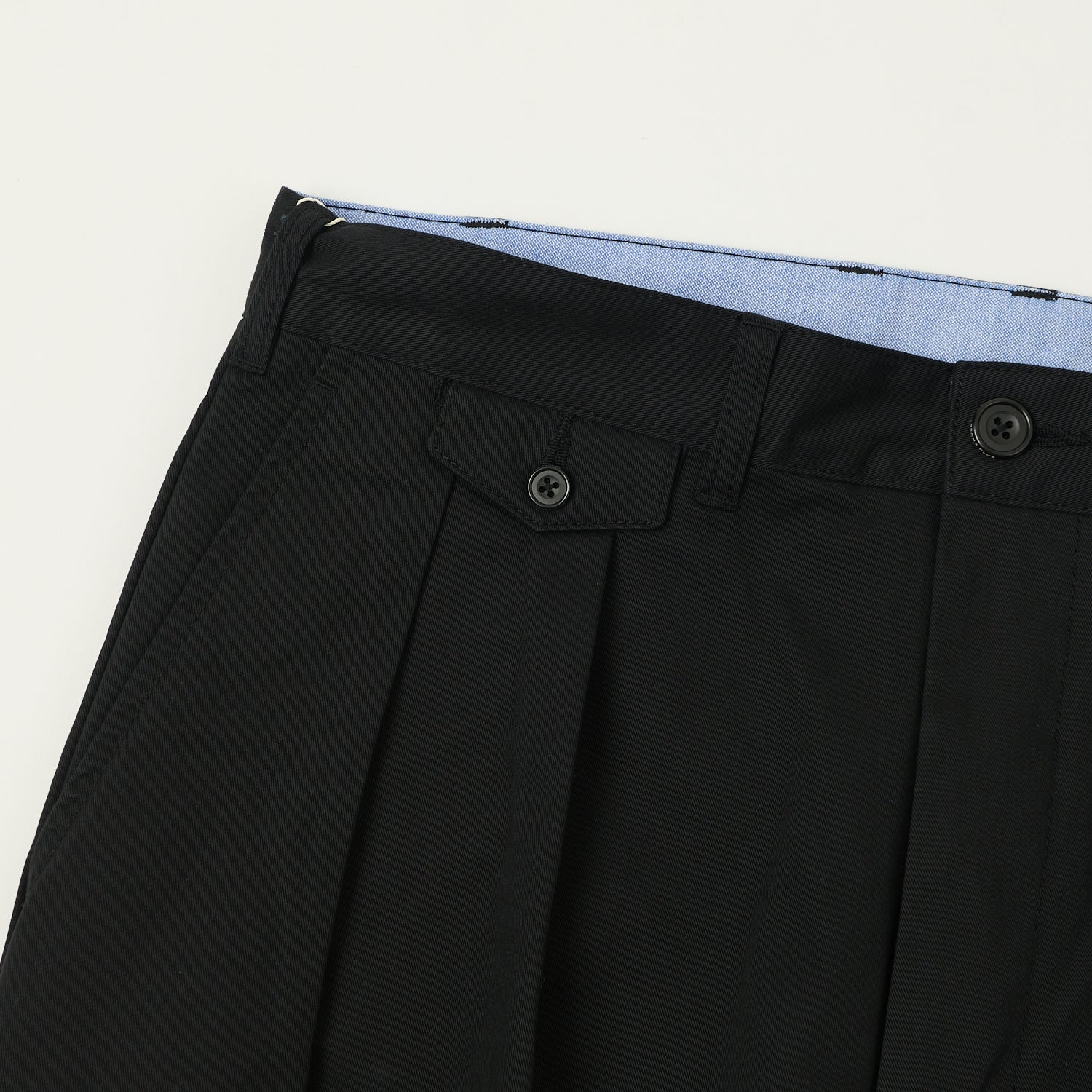 Beams Plus Double Pleat Twill Trousers - Black