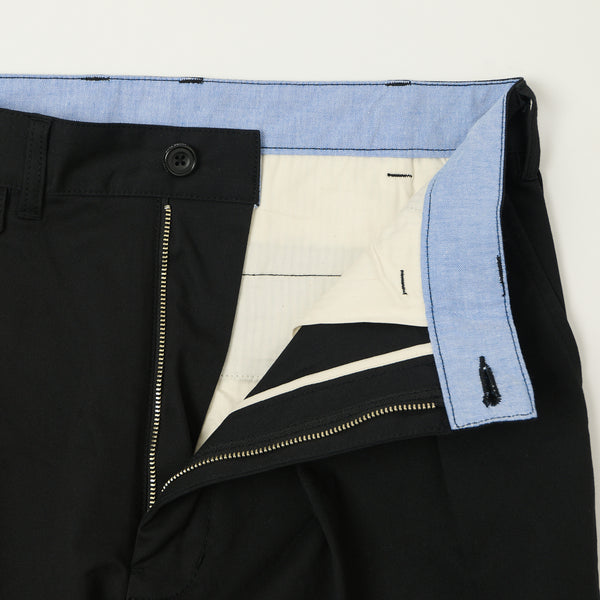 Beams Plus Double Pleat Twill Trousers - Black