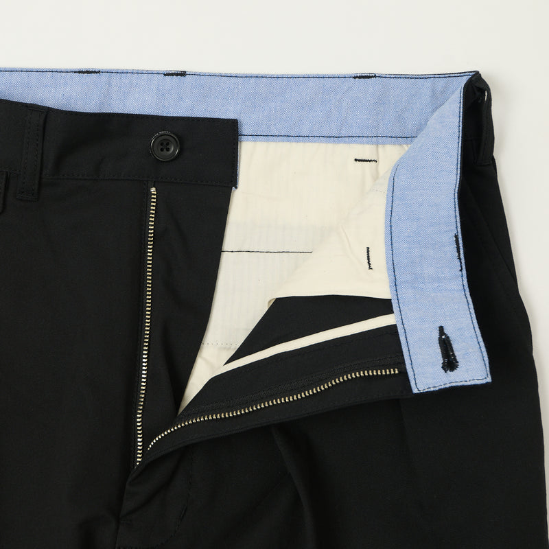 Beams Plus Double Pleat Twill Trousers - Black