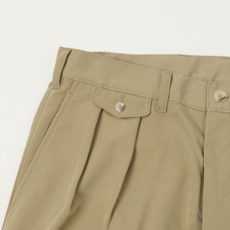 Beams Plus Double Pleat Trousers - Sand