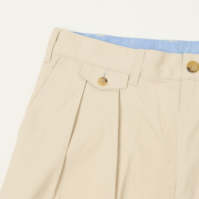 Beams Plus Double Pleat Twill Trousers - Cement