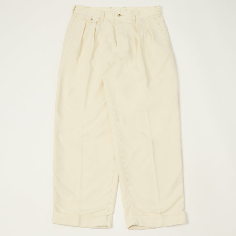 Beams Plus Double Pleat Trousers - Oyster