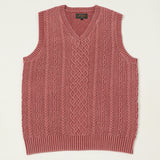 Beams Plus Cotton Aran Vest - Red