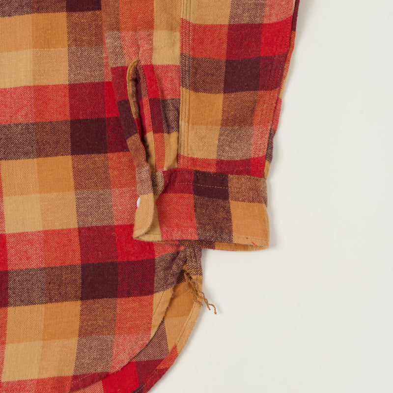 Beams Plus Plaid Flannel Work Shirt - Red