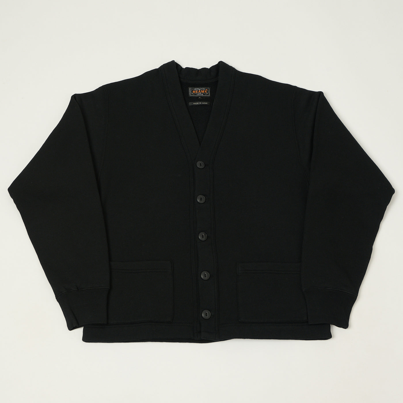Beams Plus Button Up Sweat Cardigan - Black