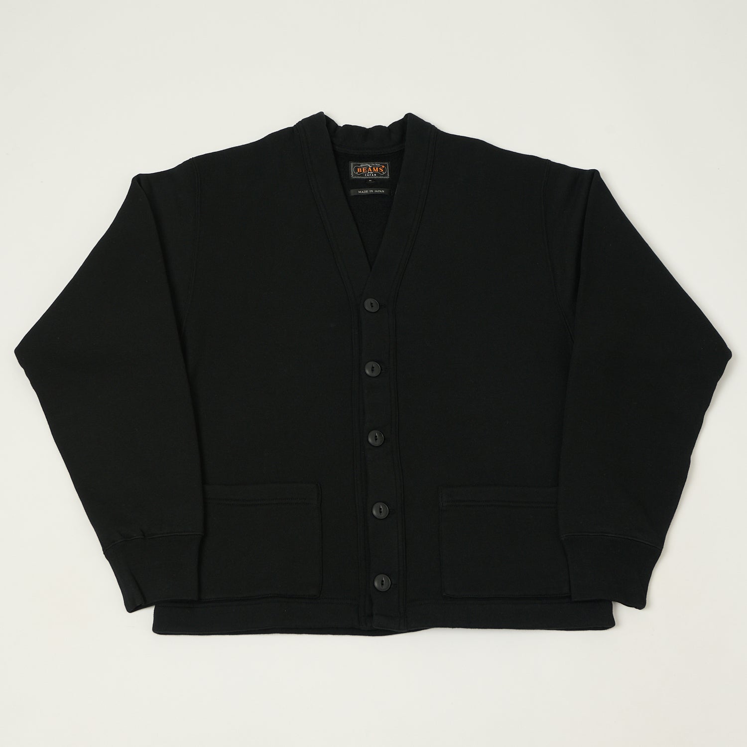 Beams Plus Button Up Sweat Cardigan - Black