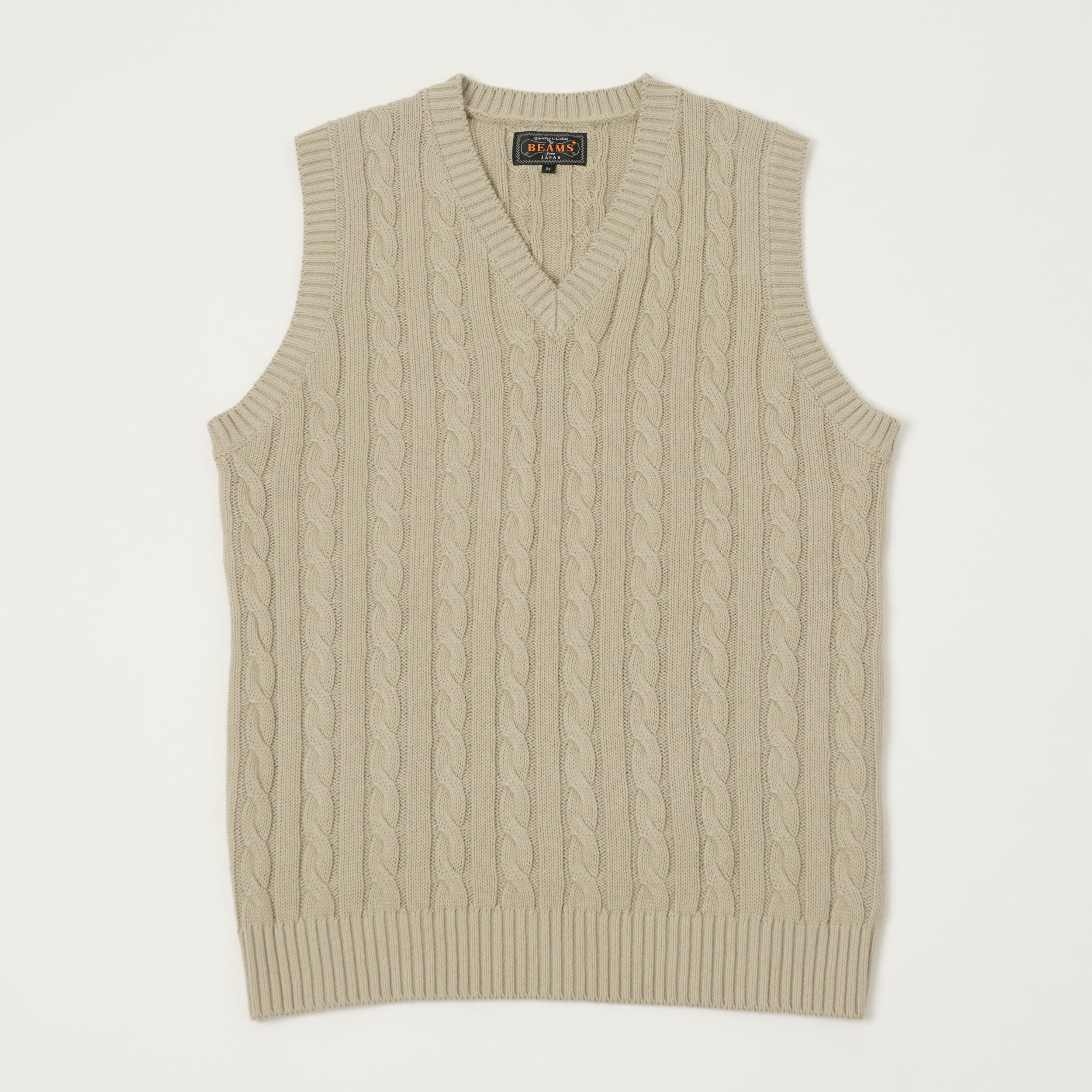 Beams Plus Cable Knit Vest - Grey