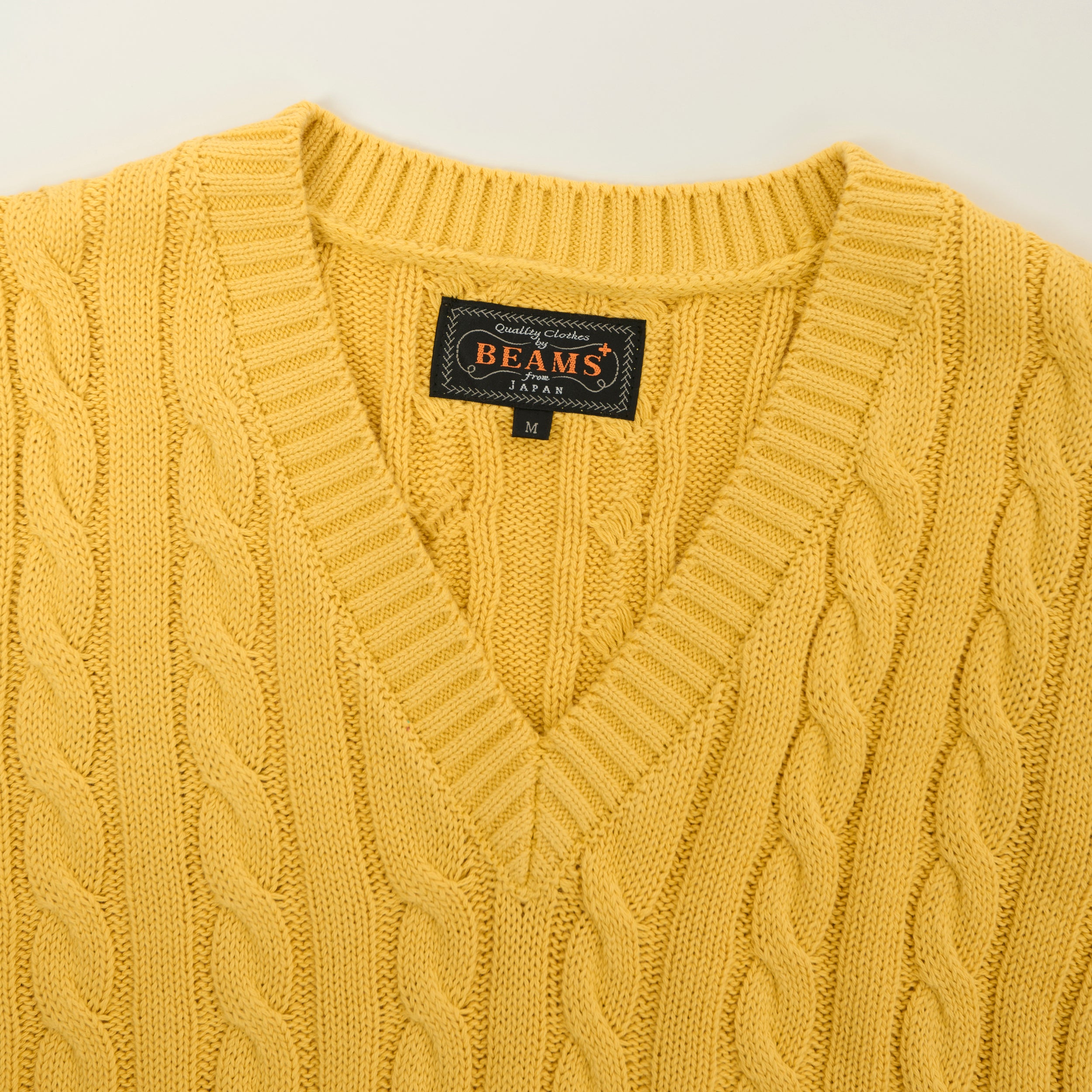Beams Plus Cable Knit Vest - Yellow