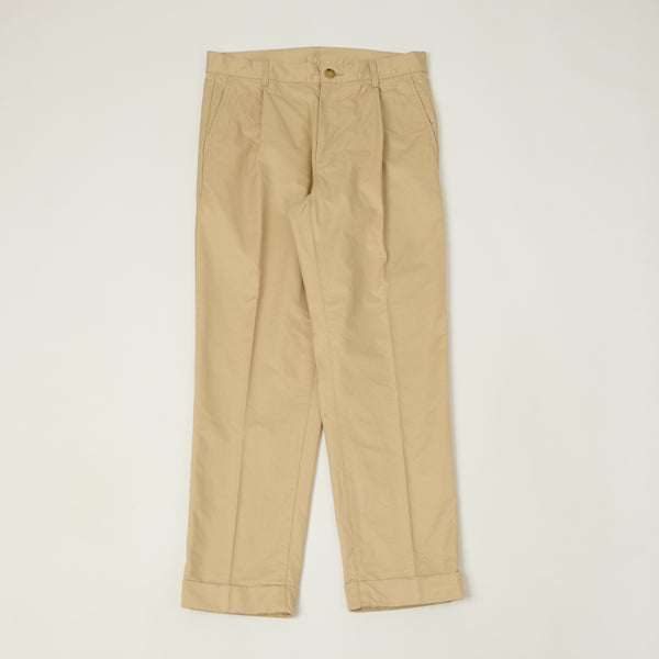 Beams Plus Single Pleat Tapered Chino - Beige