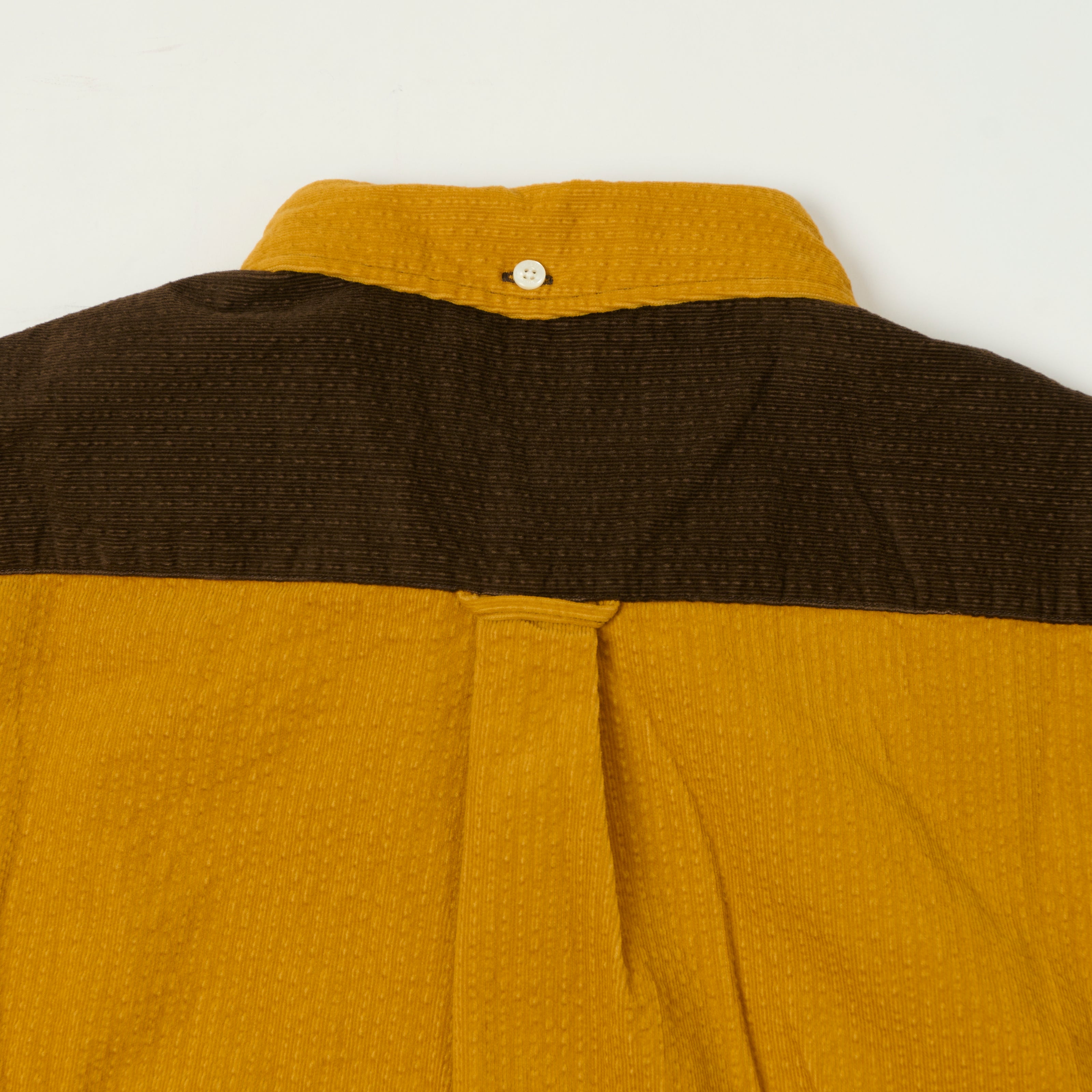 Beams Plus Corduroy Panel Button Down Shirt - Yellow/Multi