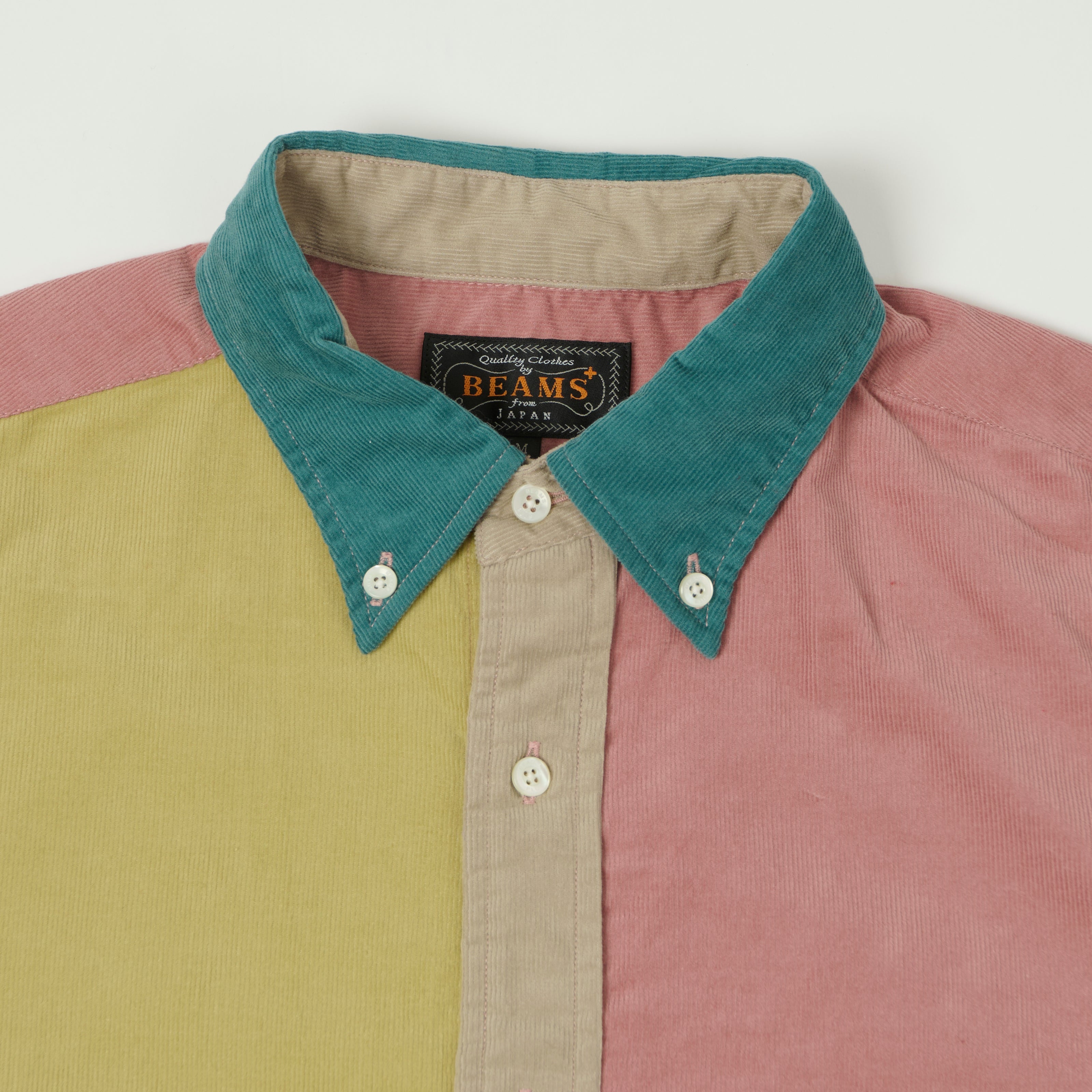 Beams Plus Corduroy Panel Button Down Shirt - Teal/Multi – SON OF
