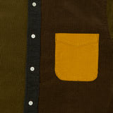Beams Plus Corduroy Panel Button Down Shirt - Yellow/Multi