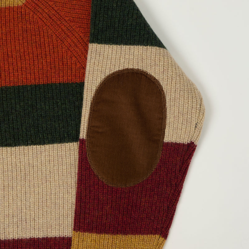 Beams Plus Multi Stripe Jumper - Brown/Multi