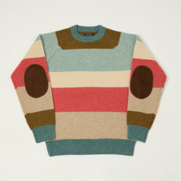 Beams Plus Multi Stripe Jumper - Teal/Multi