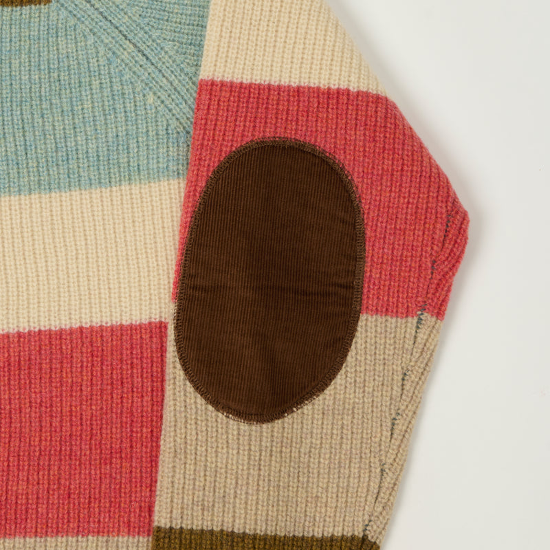 Beams Plus Multi Stripe Jumper - Teal/Multi