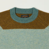 Beams Plus Multi Stripe Jumper - Teal/Multi