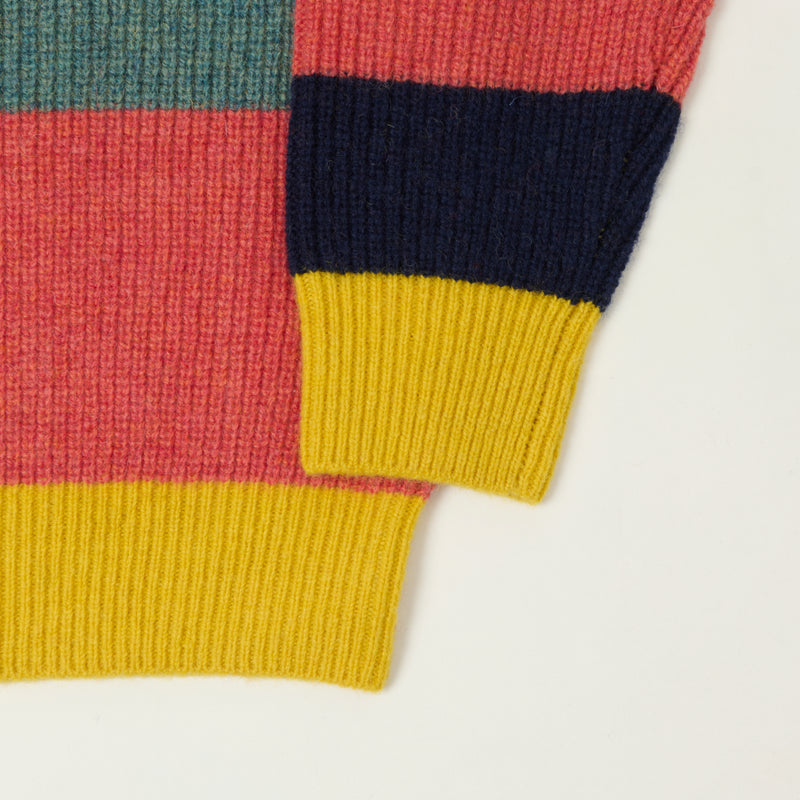 Beams Plus Multi Stripe Jumper - Yellow/Multi