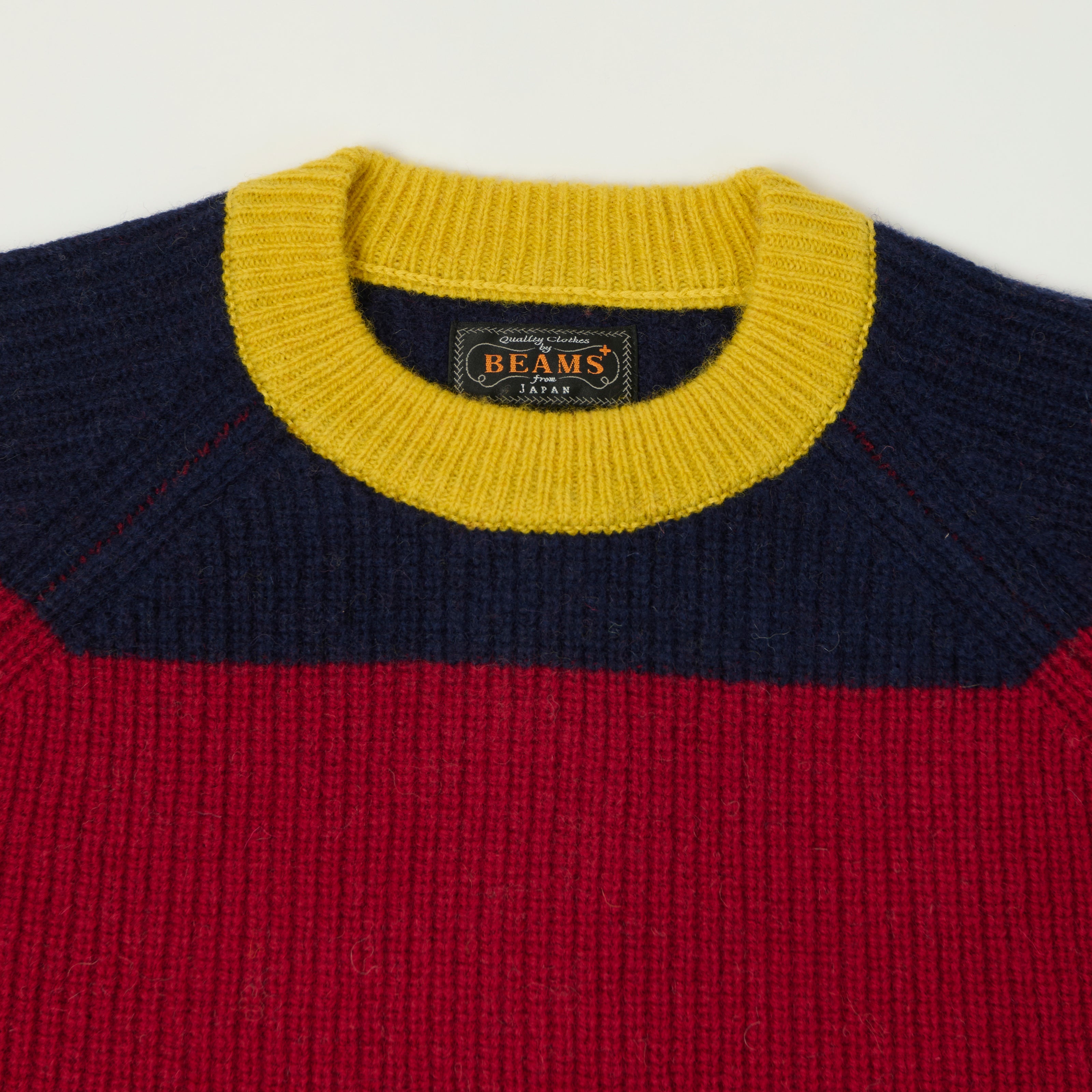Beams Plus Multi Stripe Jumper - Yellow/Grey