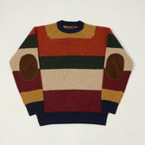 Beams Plus Multi Stripe Jumper - Brown/Multi