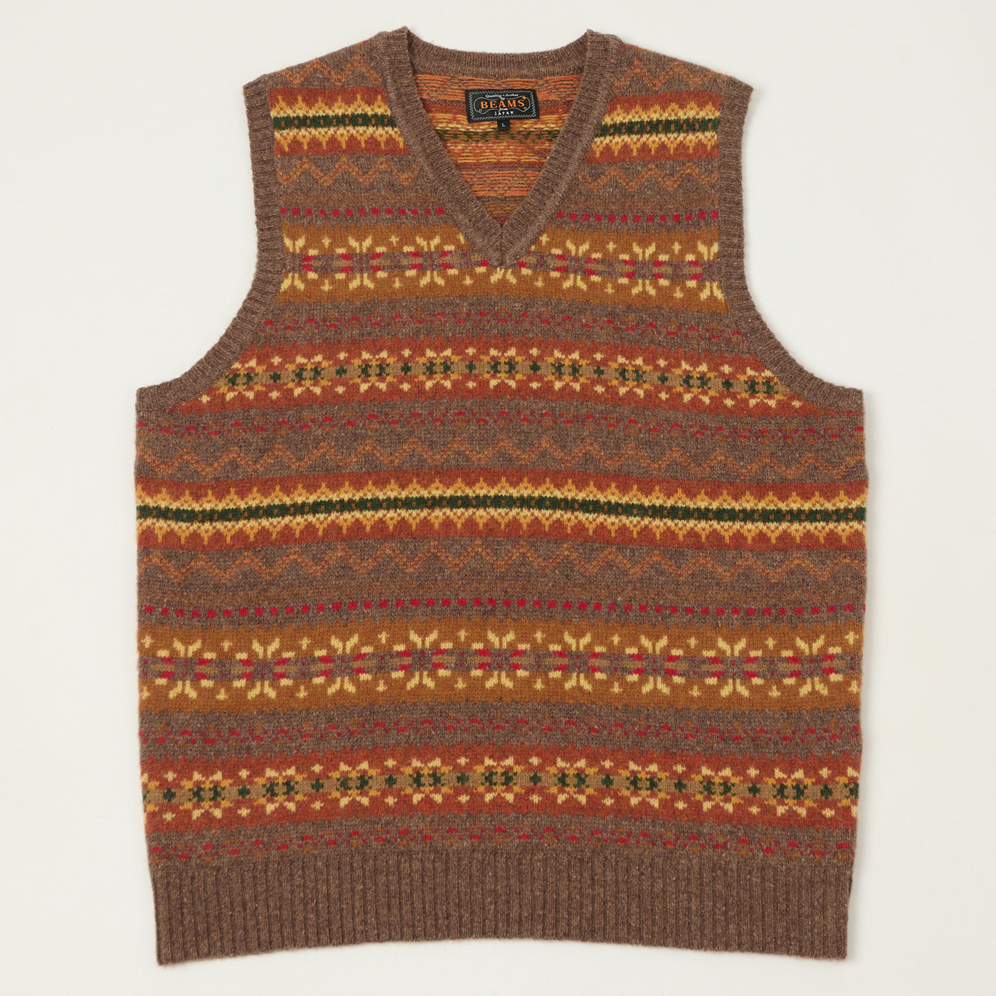 Beams Plus Fair Isle Vest - Brown