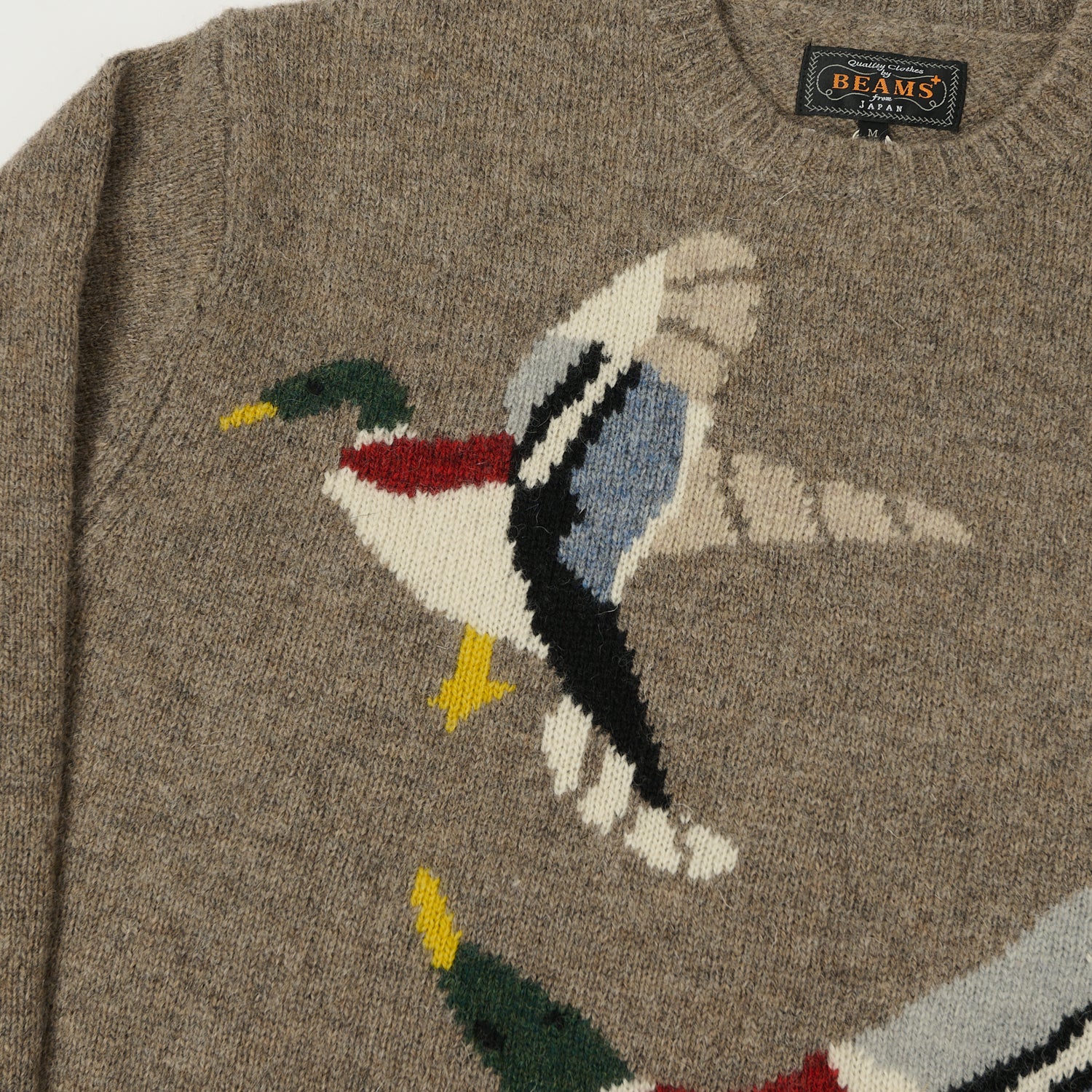 Beams Plus 'Intarsia' Mallard Knit Pullover - Beige