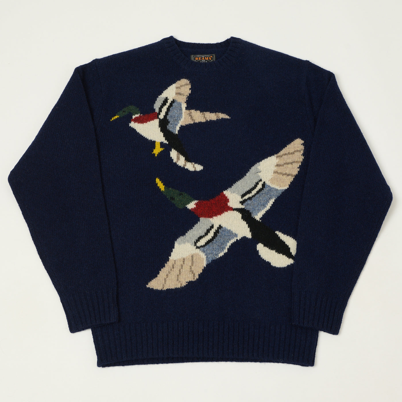 Beams Plus 'Intarsia' Mallard Knit Pullover - Navy